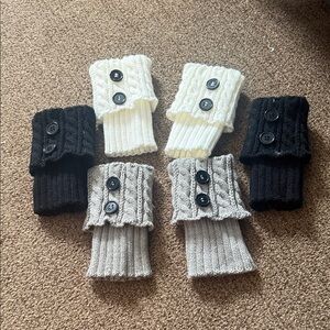Set of Knit Boot Cuffs with Buttons